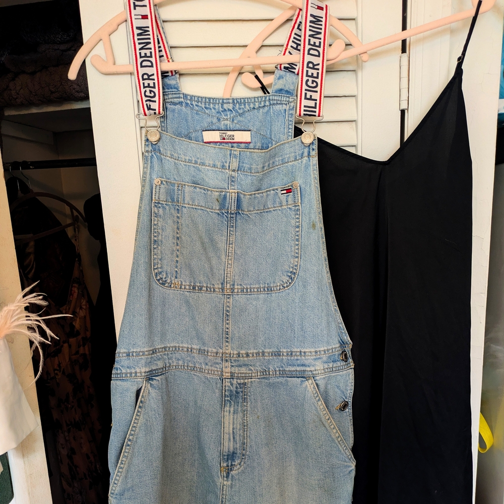 Tommy Hilfiger Light Blue Denim Overalls with Branded Straps